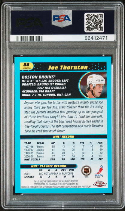 2001 Topps Chrome Hockey - Joe Thornton #88 - REFRACTOR - PSA 8