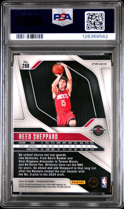2024 Panini Prizm - Reed Sheppard #268 - Silver Prizm ROOKIE - PSA - ROOKIE