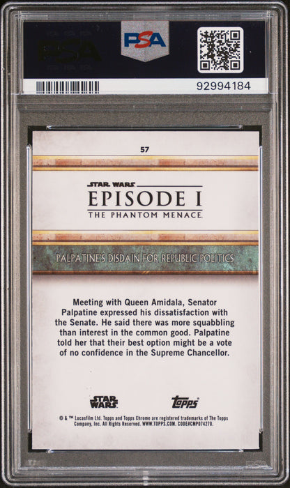 2024 Star Wars Sapphire- Phantom Menace - Palpatine's Disdain - Yellow /75 - PSA