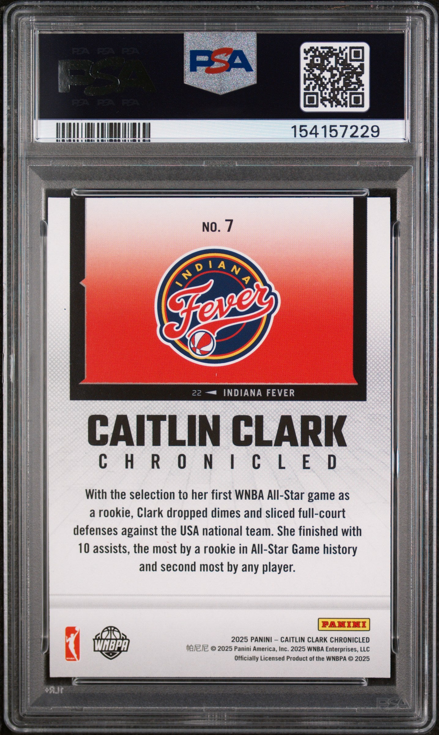 2025 Panini Caitlin Clark Chronicled - Caitlin Clark #7 - Red Holo - PSA