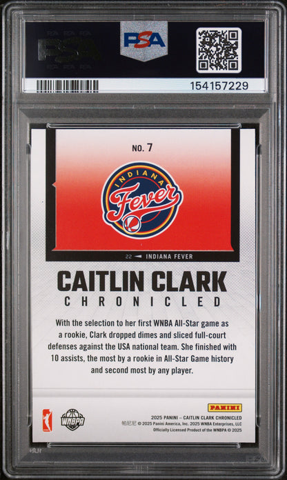 2025 Panini Caitlin Clark Chronicled - Caitlin Clark #7 - Red Holo - PSA
