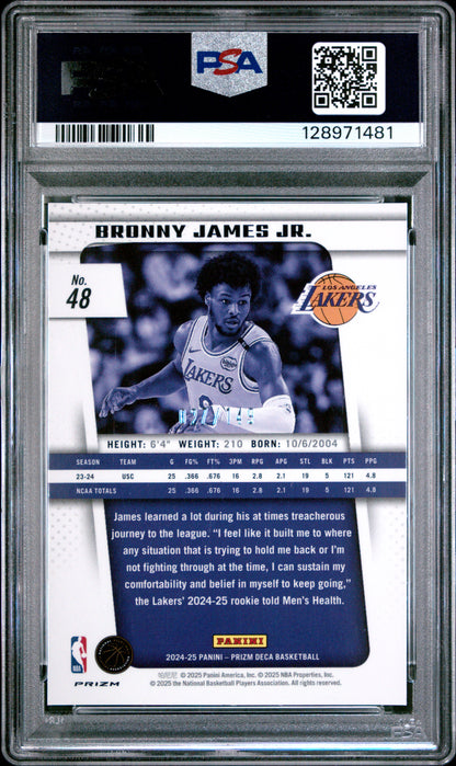 2024 Panini Prizm DECA - Bronny James JR. - Blue Rookie /149 - ROOKIE - PSA 10