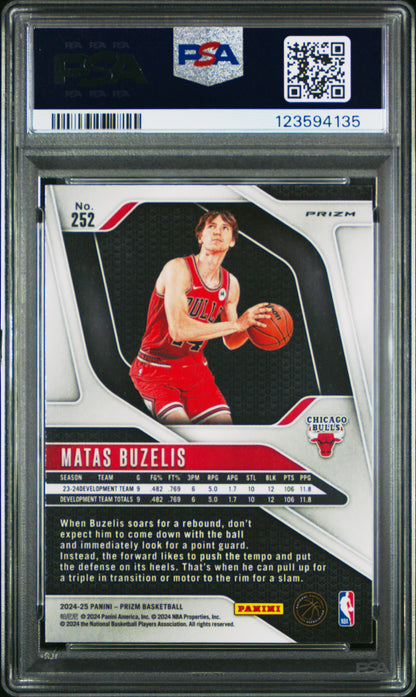 2024 Panini Prizm - Matas Buzelis #252 - ROOKIE - Red Ice Prizm - PSA - ROOKIE