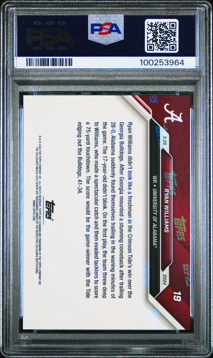 2024 Bowman U Now - Ryan Williams #19 a - Alabama WR - PSA 10