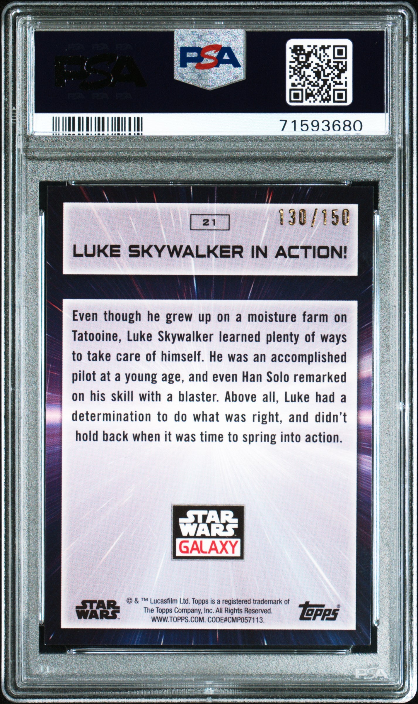 2022 Topps Chrome Star Wars Galaxy Actn! Luke Skywalker - /150 PSA 9 - /150
