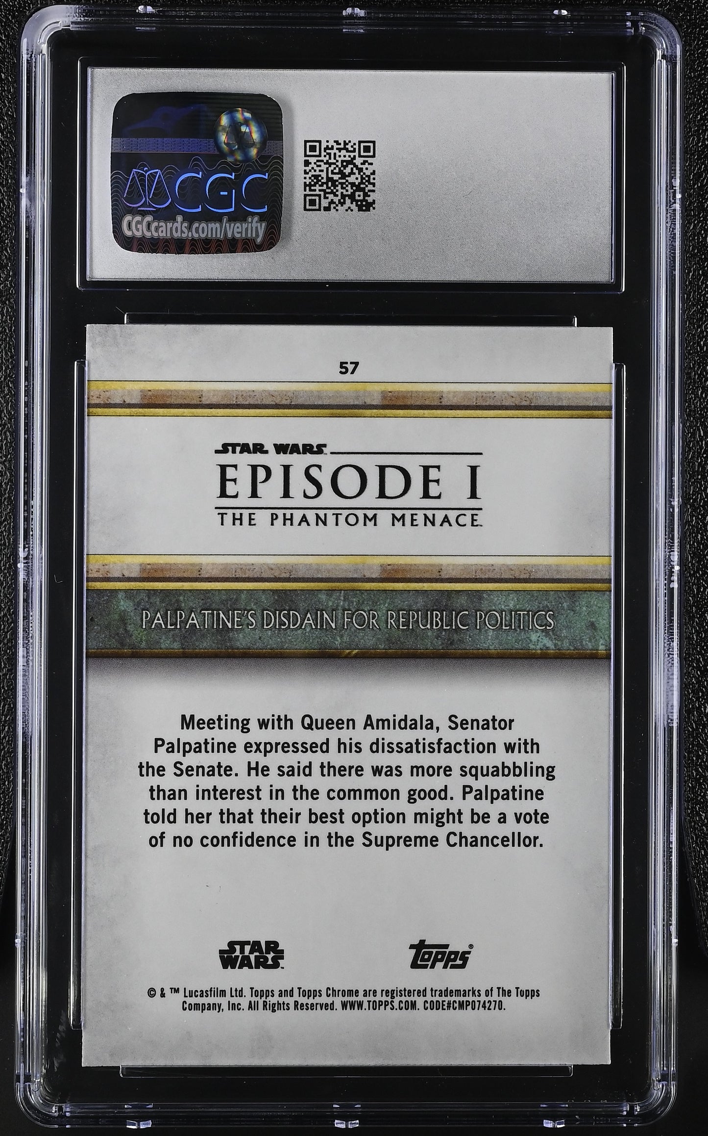 2024 Star Wars Sapphire- Palpatine's Disdain - Orange /25 - CGC 10 - Orange /25