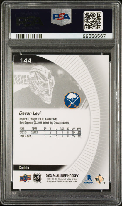 2023 Upper Deck Allure Devon Levi #144 Confetti ROOKIE PSA 10