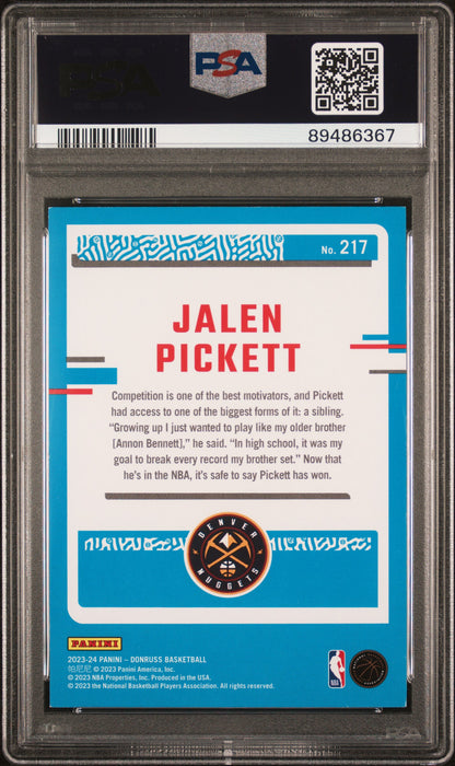 2023 Panini Donruss /8 - Jalen Pickett - ROOKIE - Black Gold Choice /8 - PSA