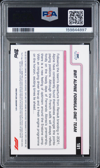 2025 Topps Chrome Formula 1 - BWT Alpine 181 - GOLD Checker Flag /50 - PSA - /50