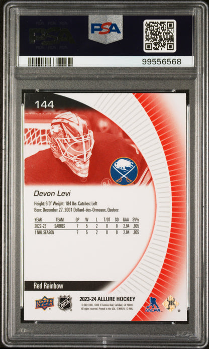 2023 Upper Deck Allure Devon Levi #144 Red Rainbow ROOKIE PSA 10