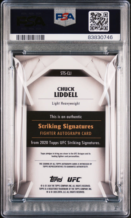 2020 Topps UFC- Chuck Liddell - Fighter Auto - AUTO - Purple /99 - PSA 9 Auto 10