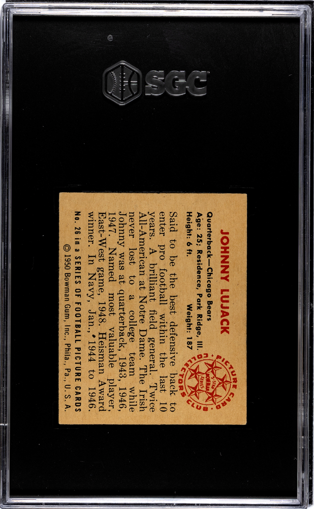 1950 Bowman Football - Johnny Lujack #26 - SGC 3