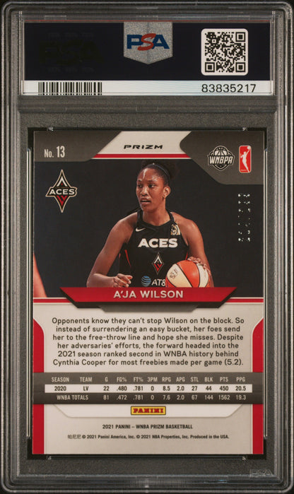 2021 Panini Prizm WNBA - A'ja Wilson #13 - Red Prizm /299 - PSA - RED /299