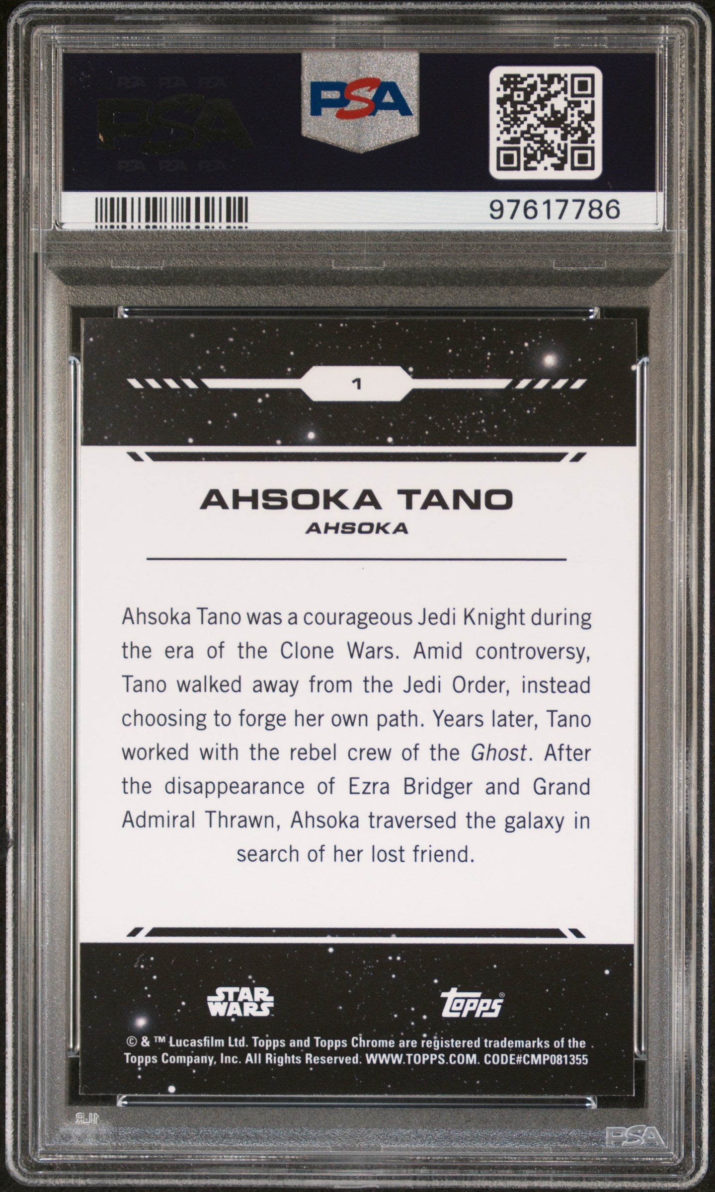 2024 Topps Chrome Star Wars Ahsoka Tano #1 PSA 8