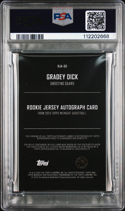 2023 Topps Midnight - Gradey Dick /25 - Moonrise PSA 8 - ROOKIE PATCH AUTO /25