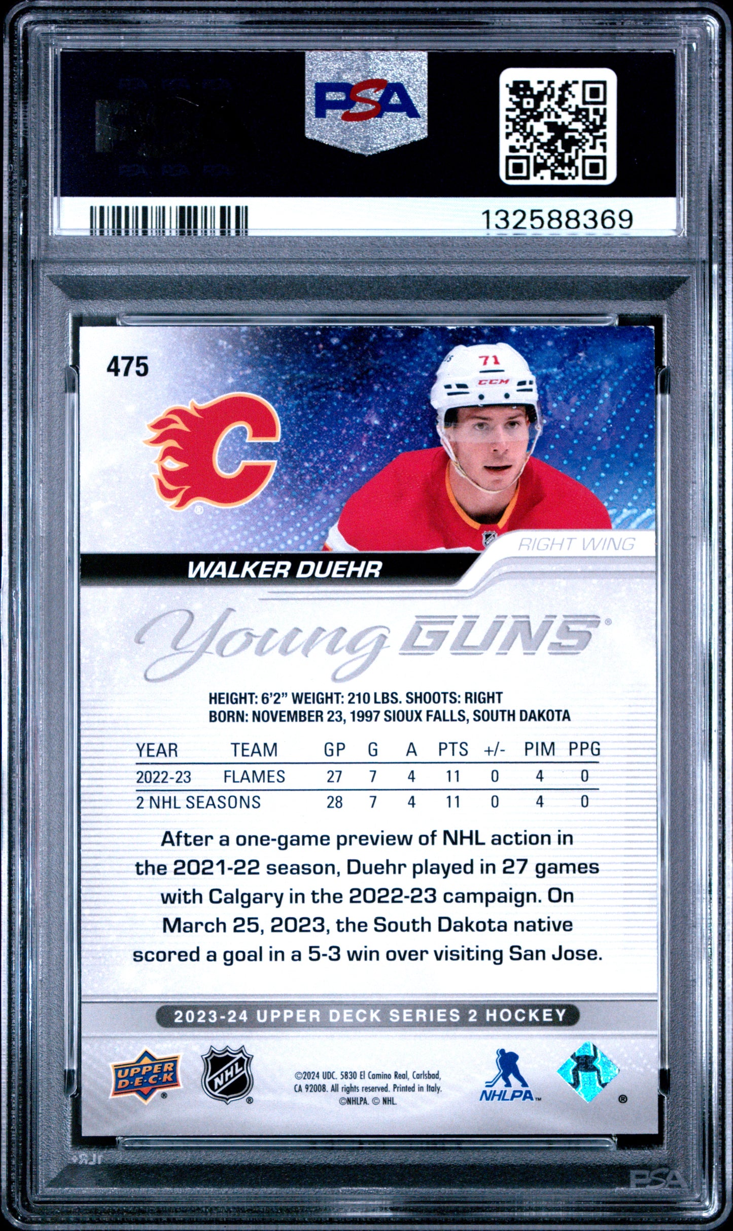 2023 Upper Deck - Walker Duehr - YOUNG GUNS - YGs Exclusives /100 - PSA - /100