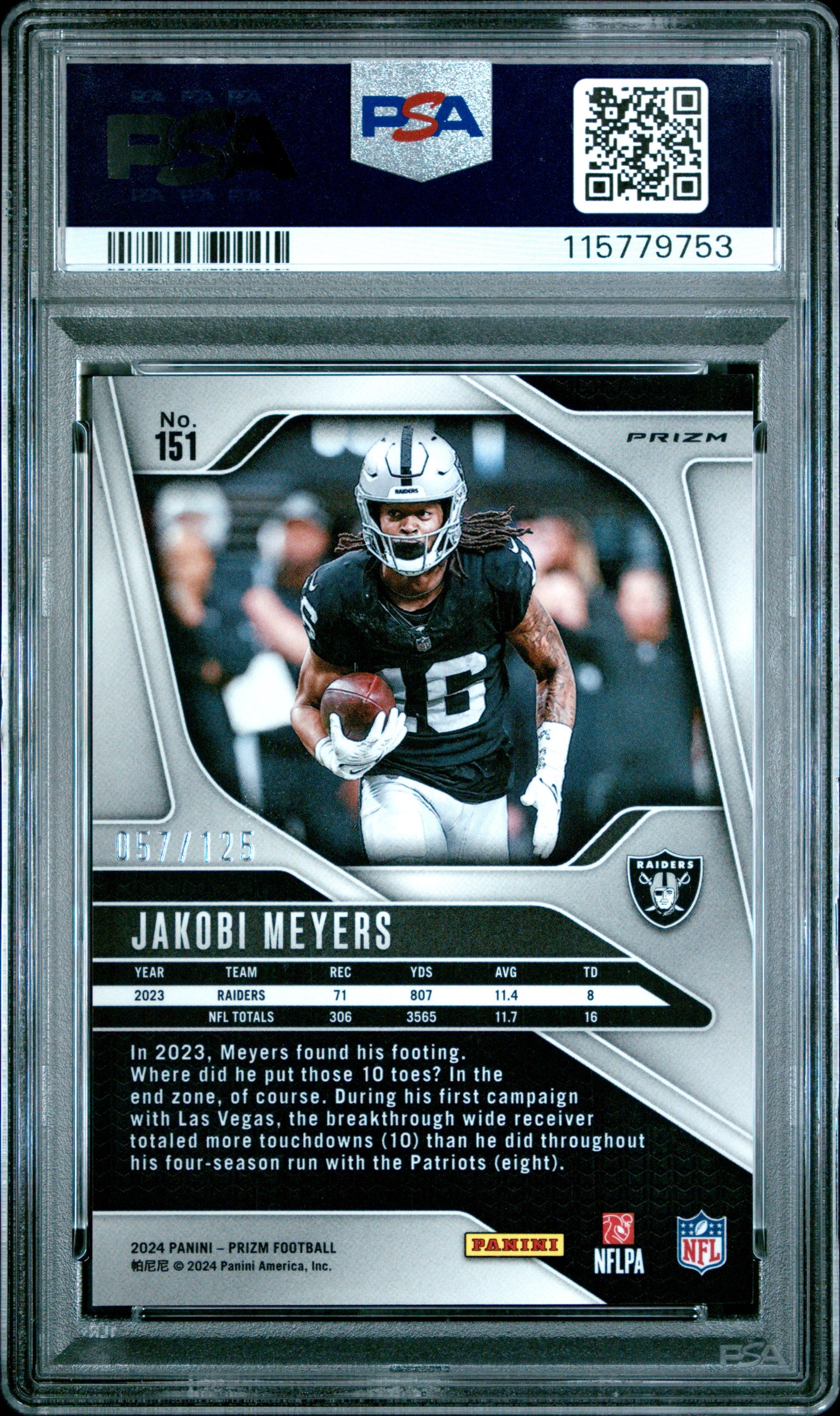 2024 Panini Prizm - Jakobi Meyers #151 - Purple /125 - PSA 9 - /125
