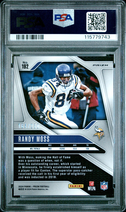 2024 Panini Prizm - Randy Moss #192 - Blue Wave /230 - PSA 9 - /230