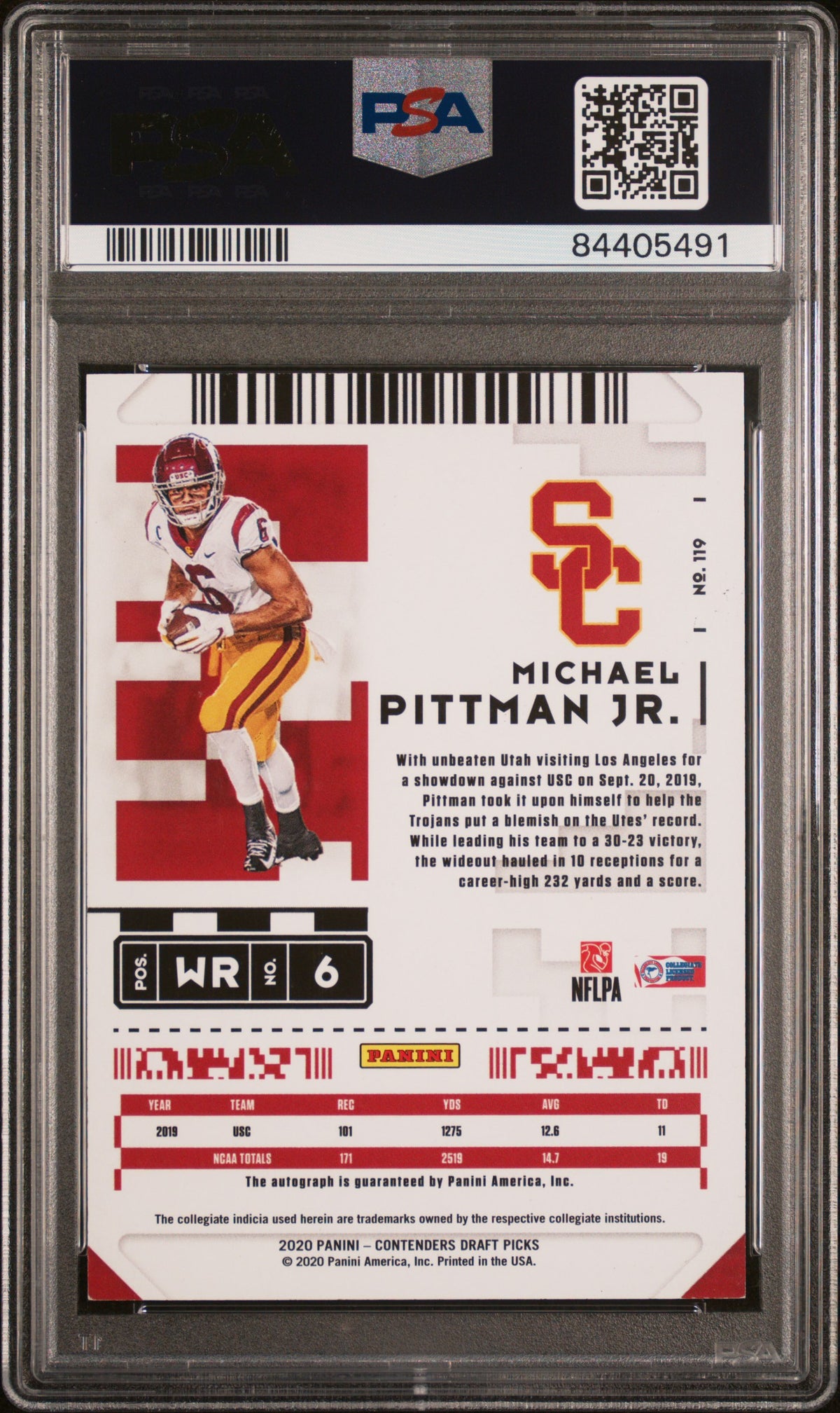 2020 Panini Contenders Draft Picks - Michael Pittman JR. - ROOKIE AUTO - PSA