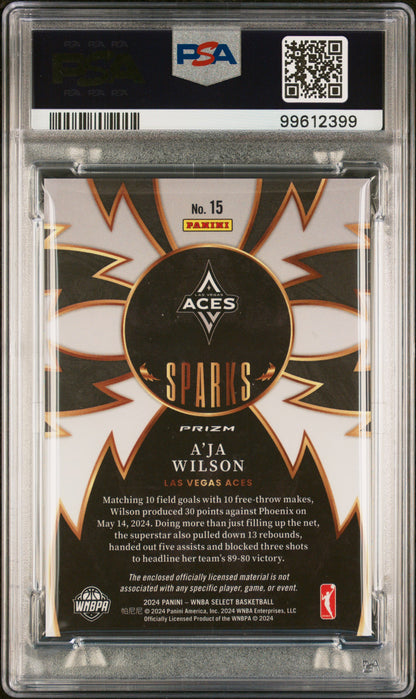 2024 Panini Select WNBA Sparks Memorabilia A'ja Wilson #15 PSA 9