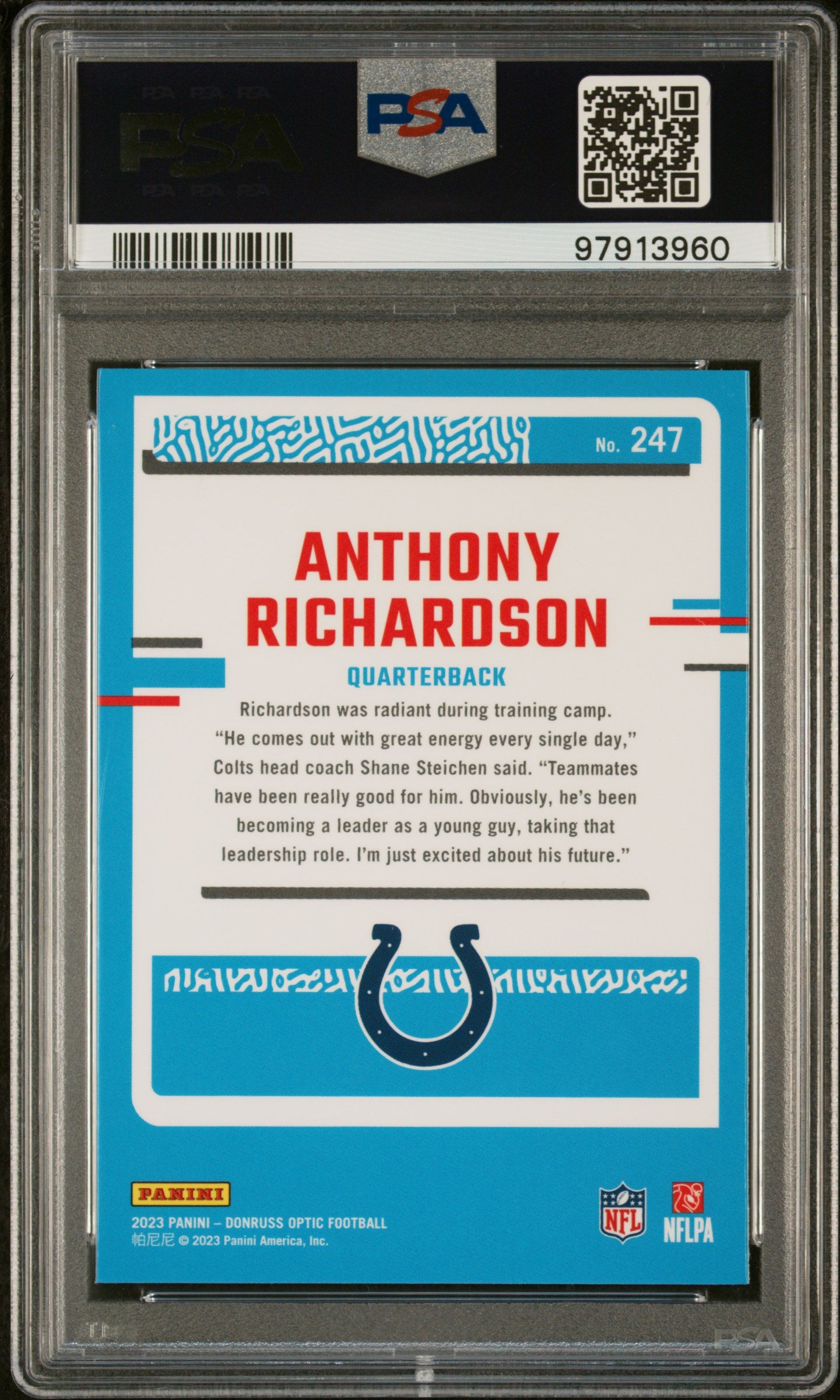 2023 Panini Donruss Optic Anthony Richardson ROOKIE #247 PSA 9