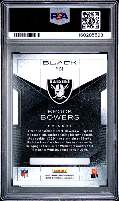 2025 Panini Black - Brock Bowers #54 - Platinum 1 of 1 - PSA 8 - 1/1