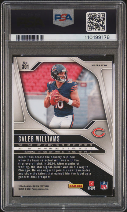 2024 Panini Prizm - Caleb Williams #301 - ROOKIE - Green Wave - ROOKIE - PSA