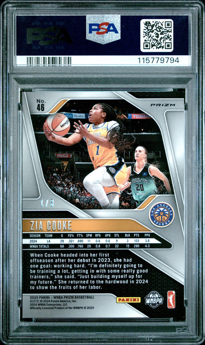 2024 Panini Prizm WNBA- Zia Cooke - Lotus Flower FOTL /3 - PSA - Lotus Flower /3