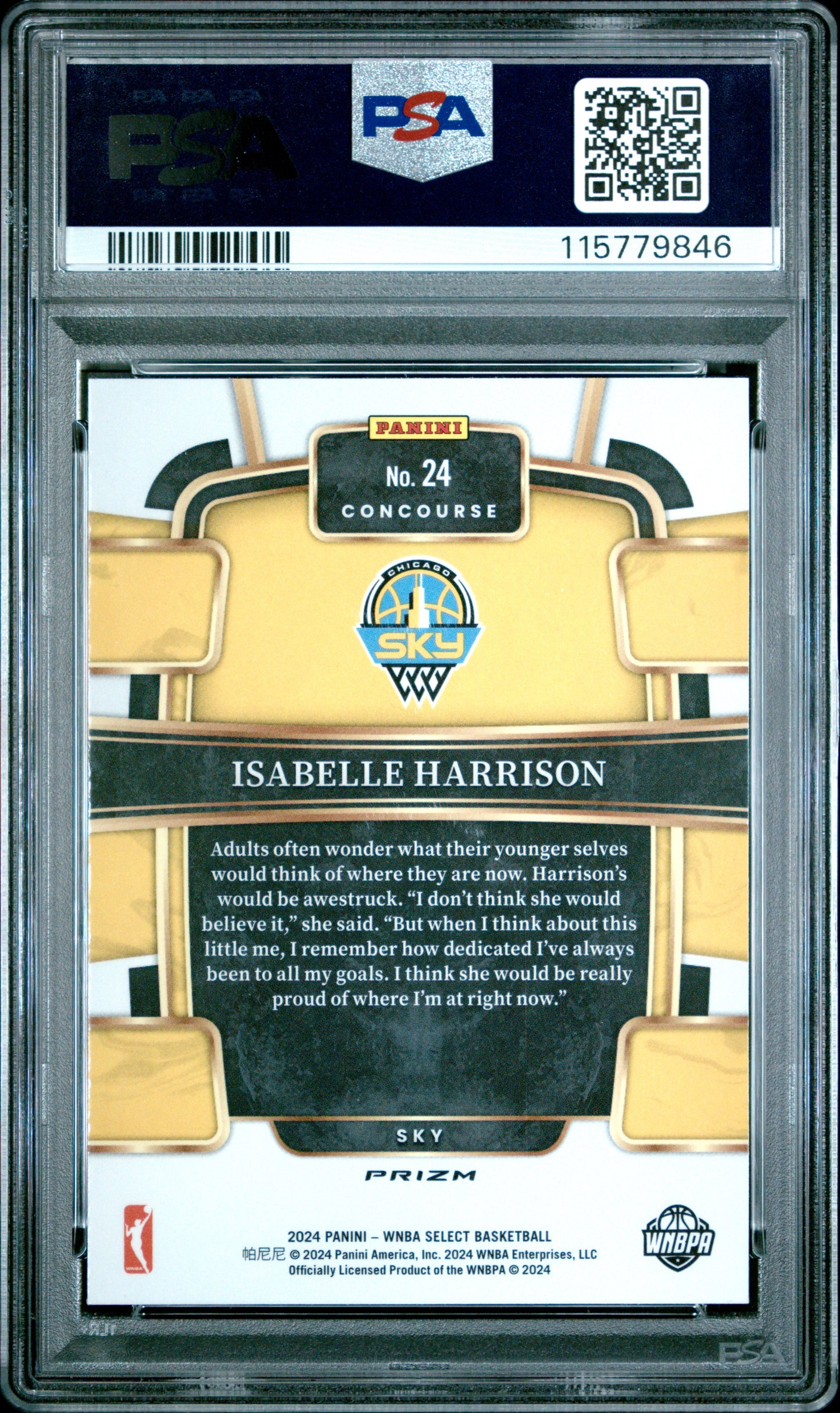 2024 Panini Select WNBA- Isabelle Harrison- Tiger Prizm CASE HIT- TIGER - PSA 10