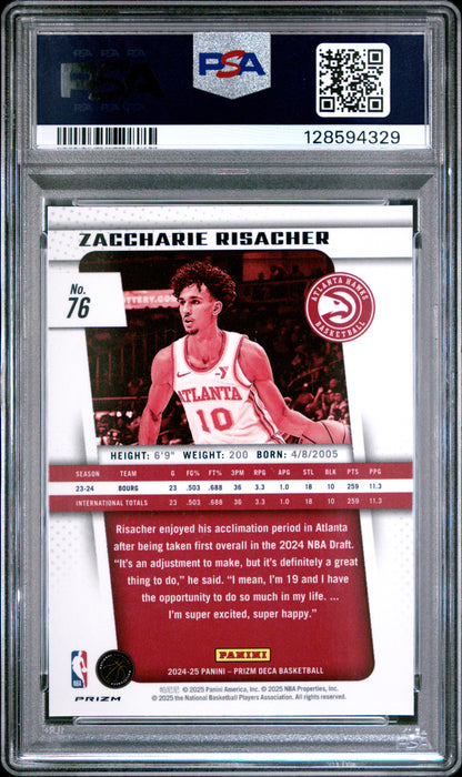 2024 Prizm DECA - Zaccharie Risacher #76 - Rookie Silver Prizm - ROOKIE - PSA 10