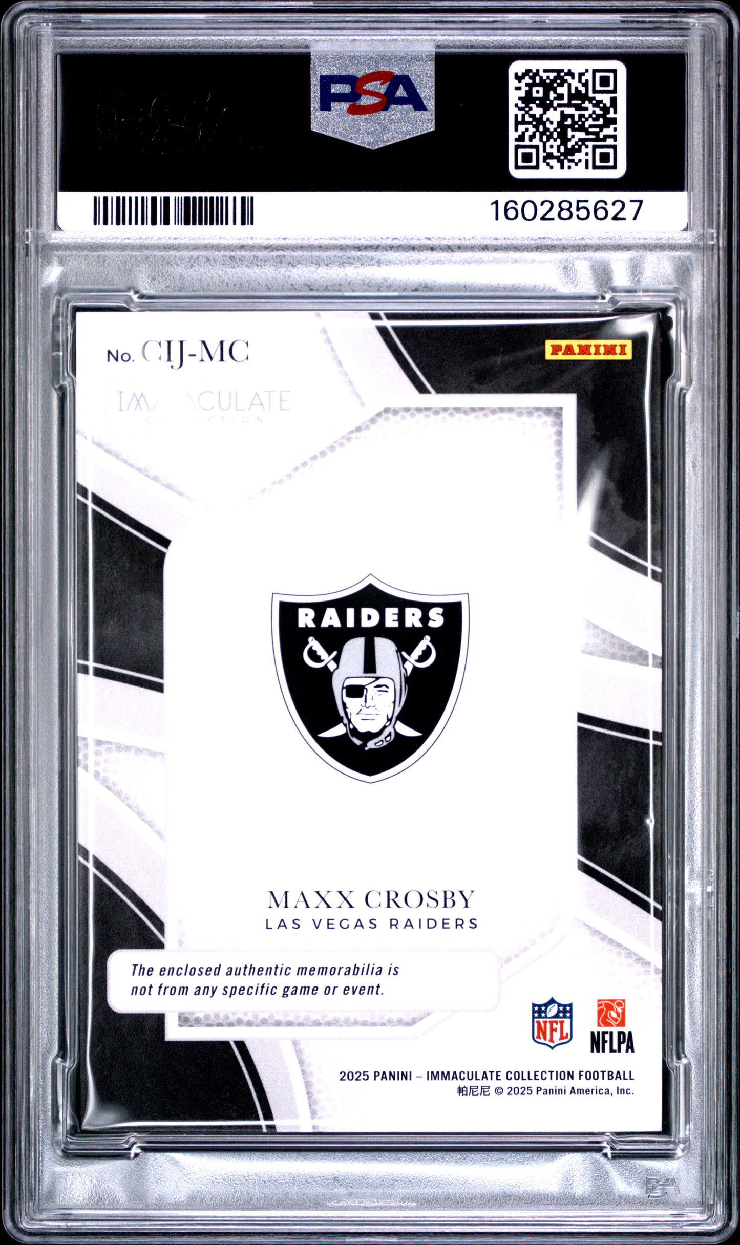 2024 Immaculate- Maxx Crosby - Clearly Immaculate Jersey /99 - PSA - PATCH /99
