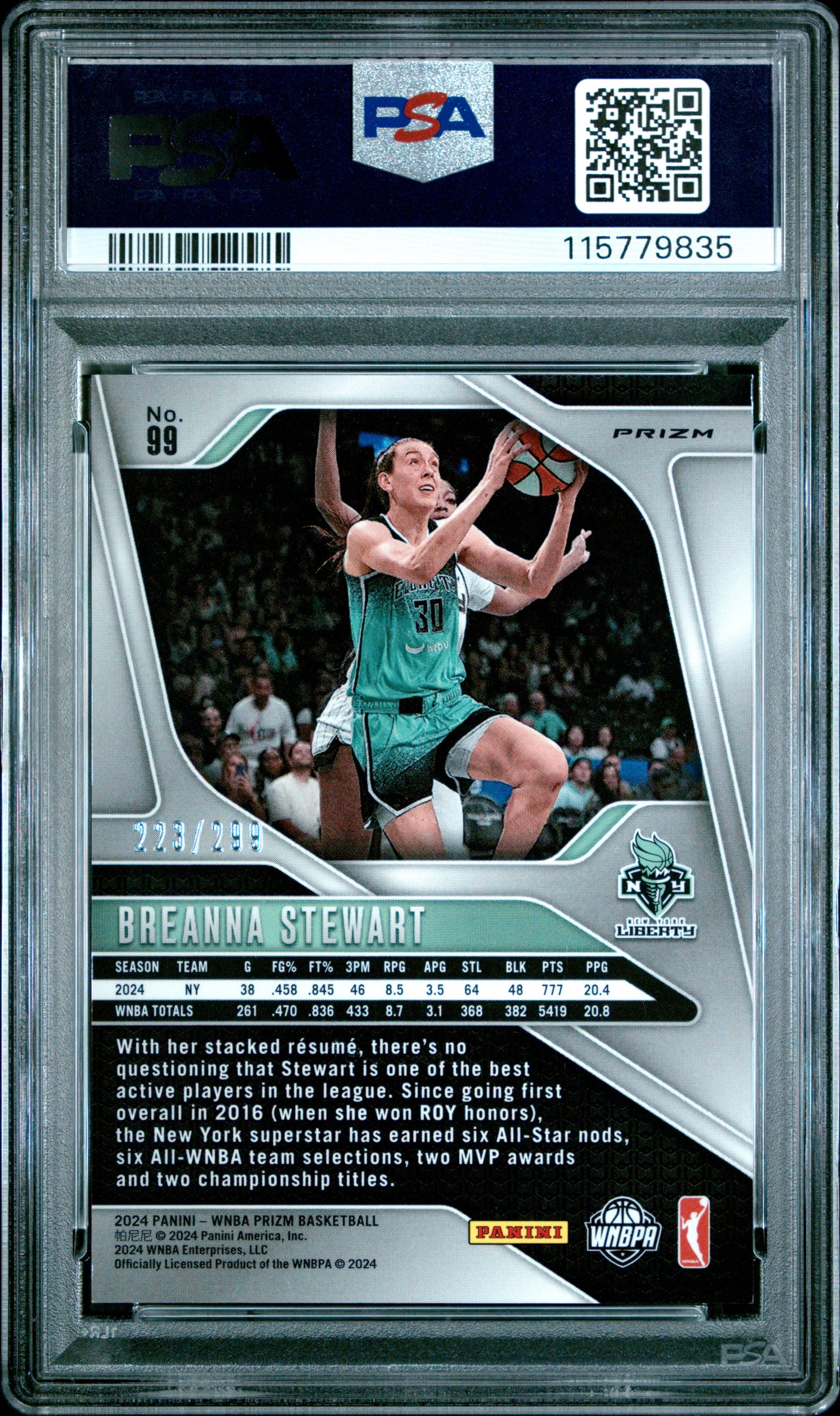 2024 Panini Prizm WNBA - Breanna Stewart #99 - Red /299 - PSA 9 - /299