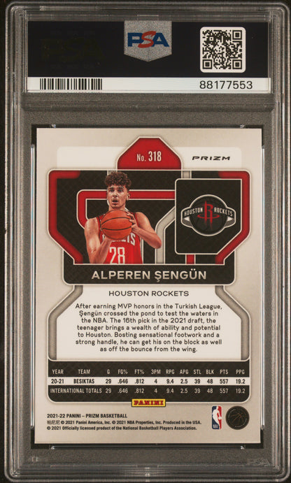 2021 Panini Prizm - Alperen Sengun #318 - ROOKIE - Green Prizm - PSA - ROOKIE
