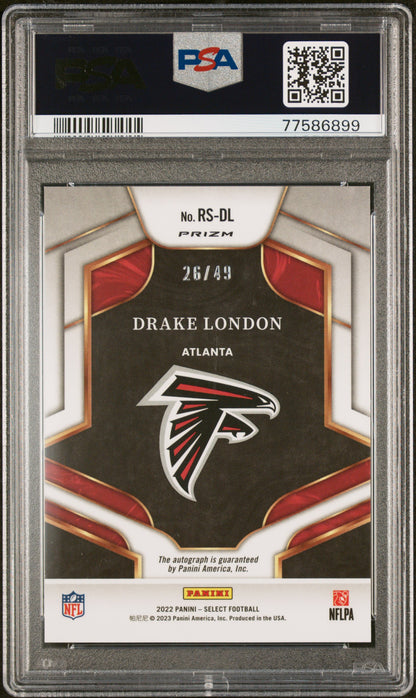 2022 Select - Drake London - Light Blue Rookie /49 - ROOKIE AUTO /49  - PSA 10