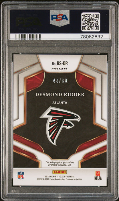 2022 Panini Select Rookie Sig Desmond Ridder Rookie SIG Maroon Prizm PSA 10