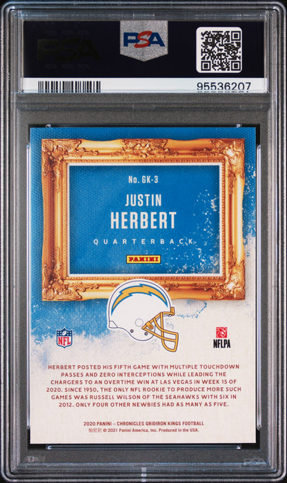 2020 Panini Chronicles Gridiron Kings ROOKIE Justin Herbert #GK3 Pink PSA 10
