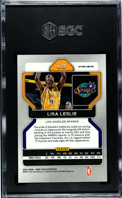 2022 Panini Prizm Wnba Lisa Leslie #60 White Sparkle Prizm SGC 10