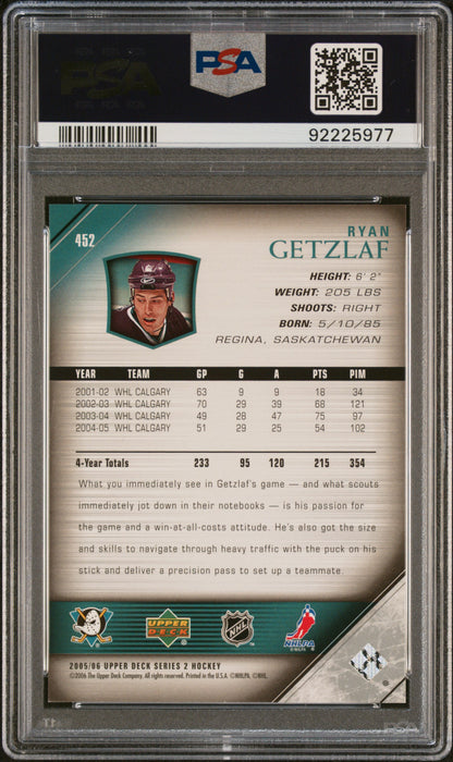2005 Upper Deck Ryan Getzlaf ROOKIE Young Guns #452 PSA 8 - ROOKIE