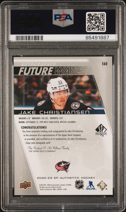2022 SP Authentic Hockey - Jake Christiansen #160 - Future Watch Auto - PSA 10