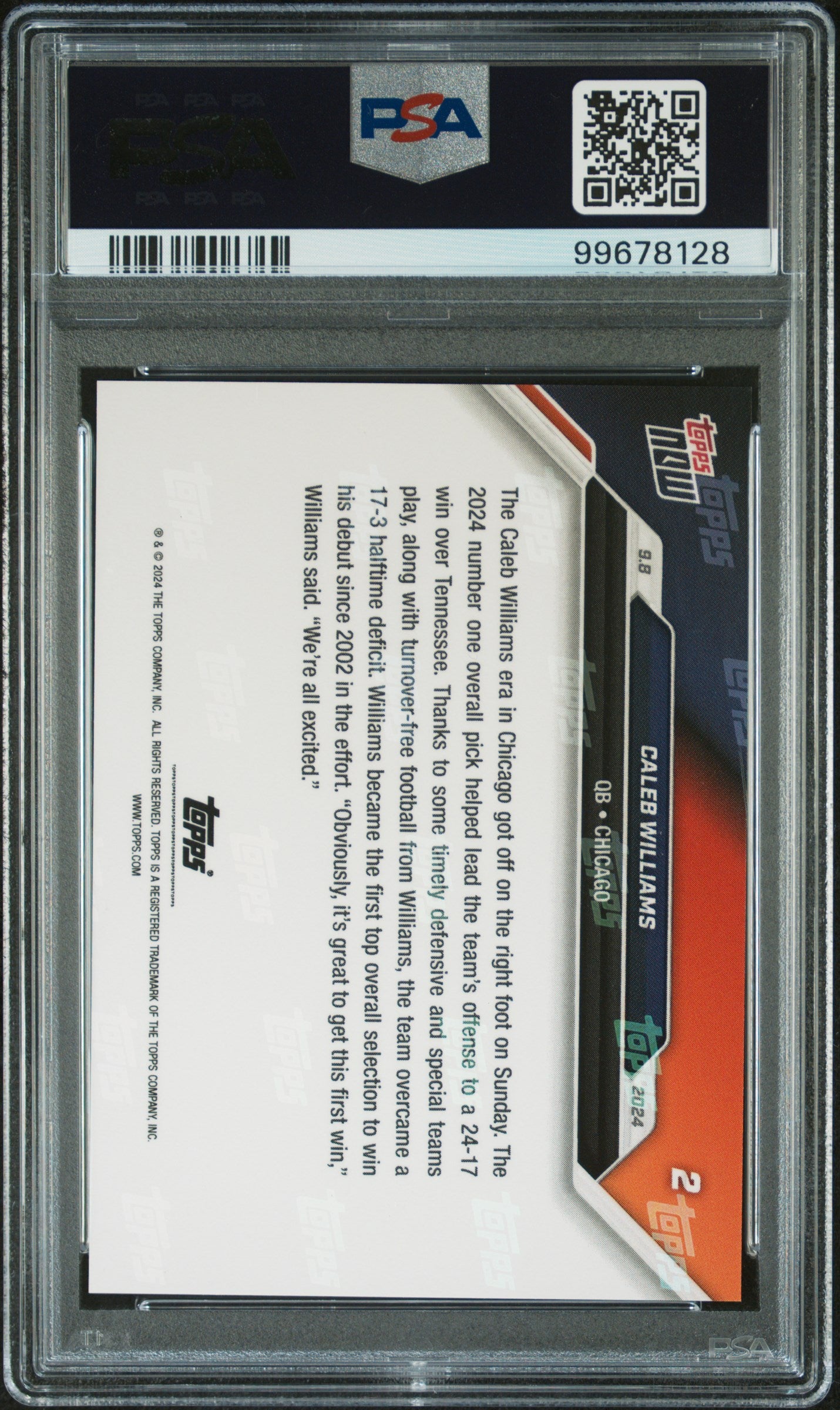2024 Topps Now Caleb Williams #2 PSA 10