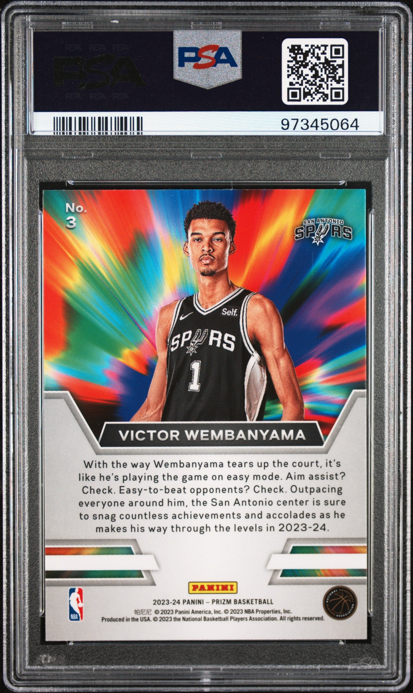 2023 Panini Prizm Instant Impact Victor Wembanyama ROOKIE #3 PSA 9
