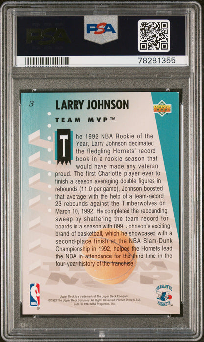 1992 Upper Deck - Larry Johnson #3 - MVP Holograms - PSA 7