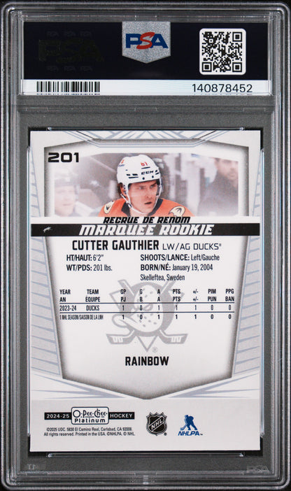 2024 O-Pee-Chee Platinum Hockey - Cutter Gauthier #201 - RAINBOW ROOKIE - PSA 10