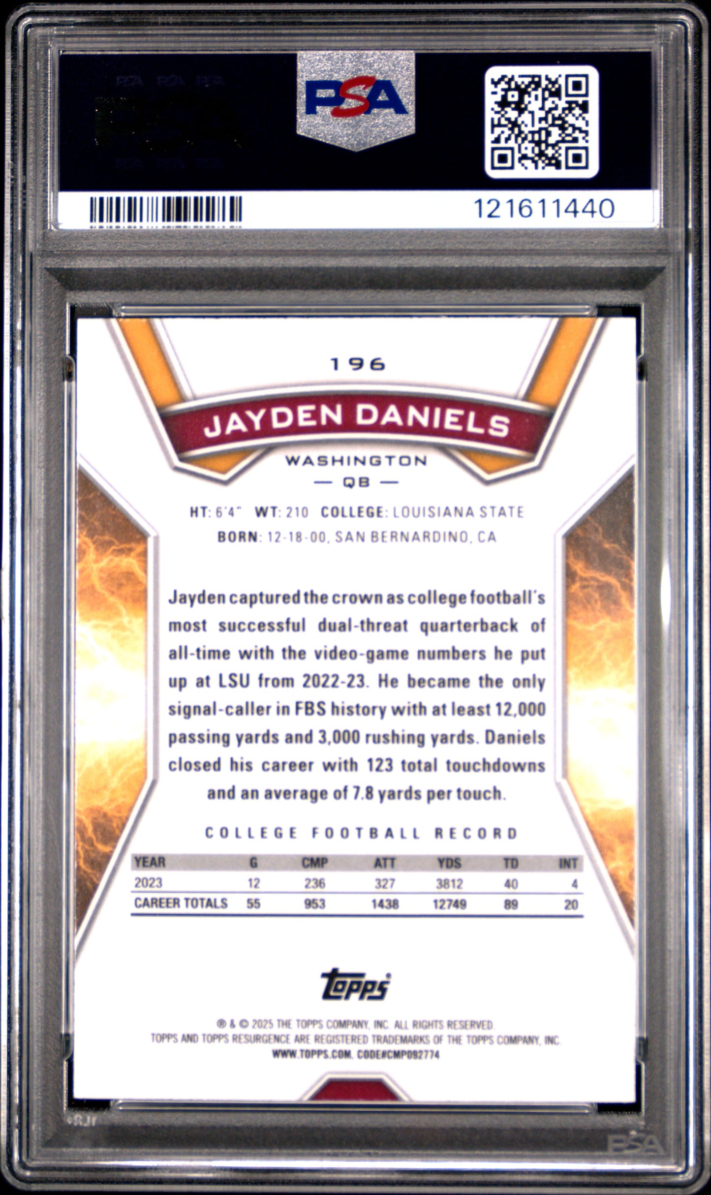 2024 Topps Resurgence - Jayden Daniels #196 - ROOKIE - PSA - ROOKIE