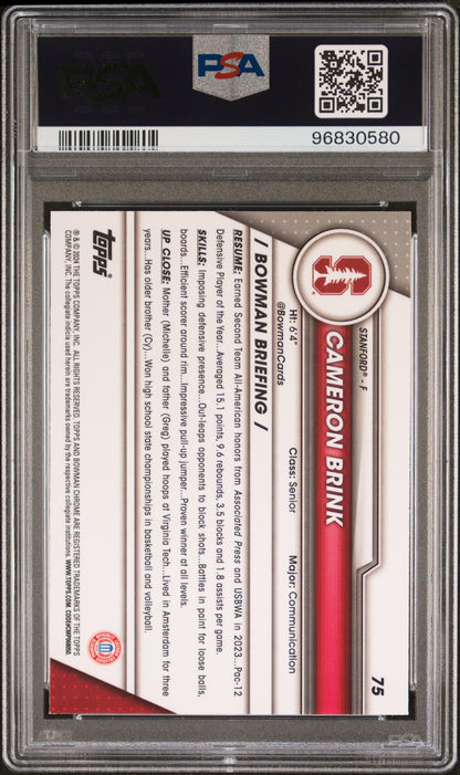 2023 Bowman University Chrome Cameron Brink #75 Pink Refractor PSA 9