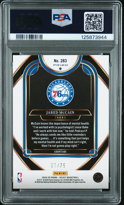 2024 Panini Select - Jared McCain #283 - ROOKIE /75 - Blue Wave /75 - PSA 10