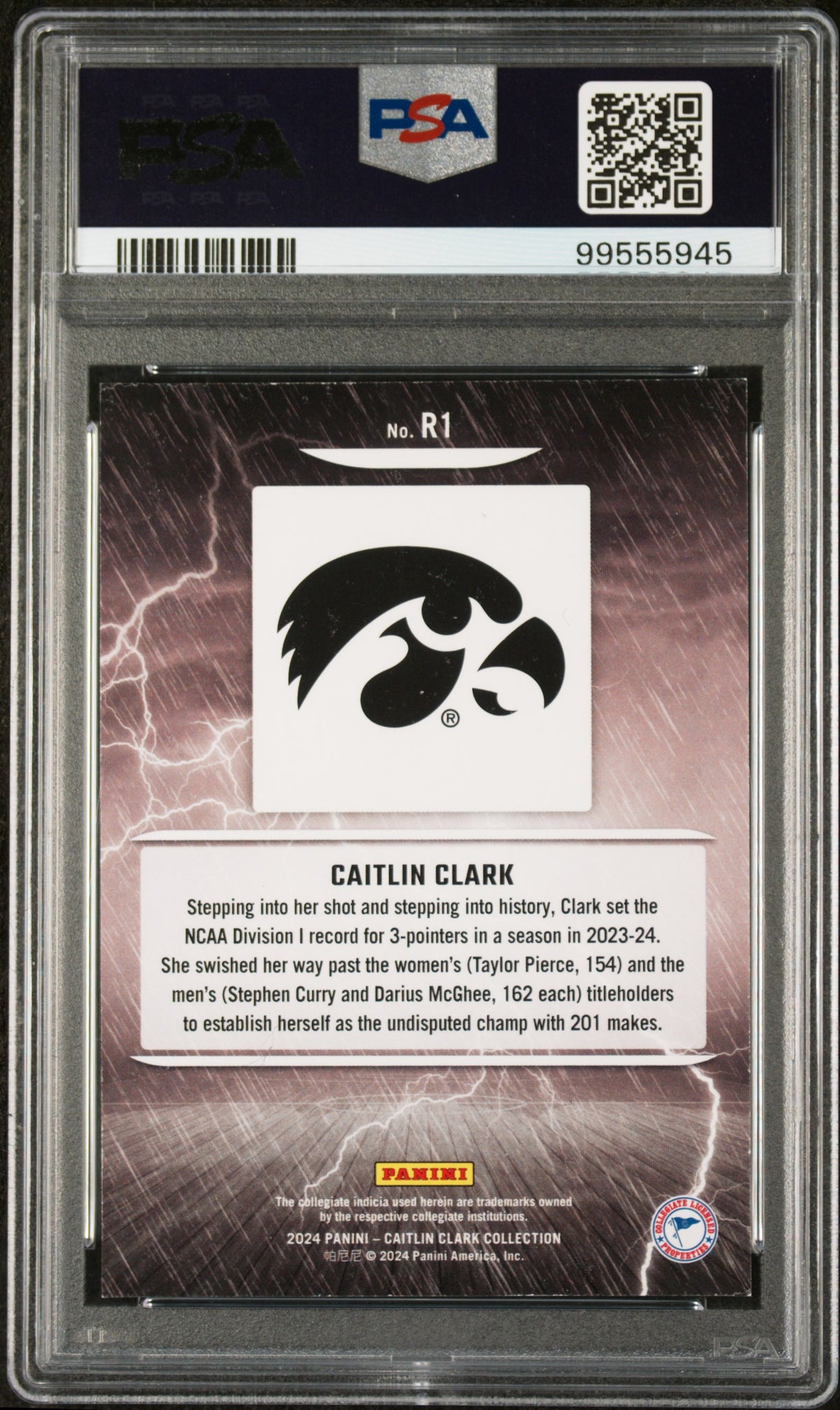 2024 Caitlin Clark Collection - Caitlin Clark #R1 - Reigning 3'S - ROOKIE - PSA