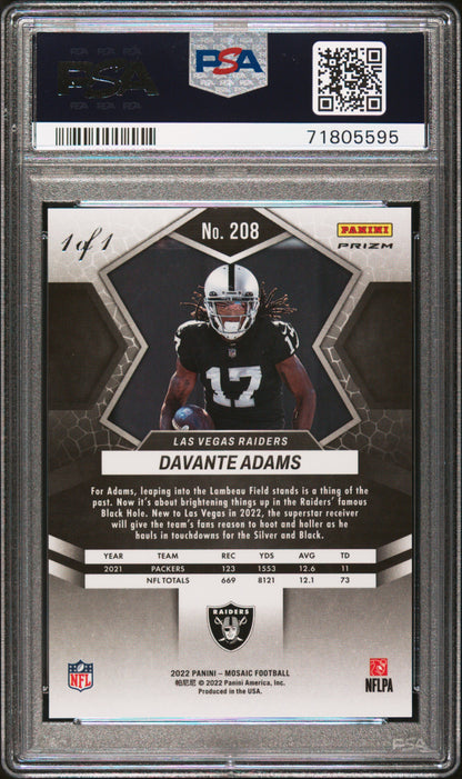 2022 Panini Mosaic - Davante Adams #208 - BLACK 1/1 - PSA 10