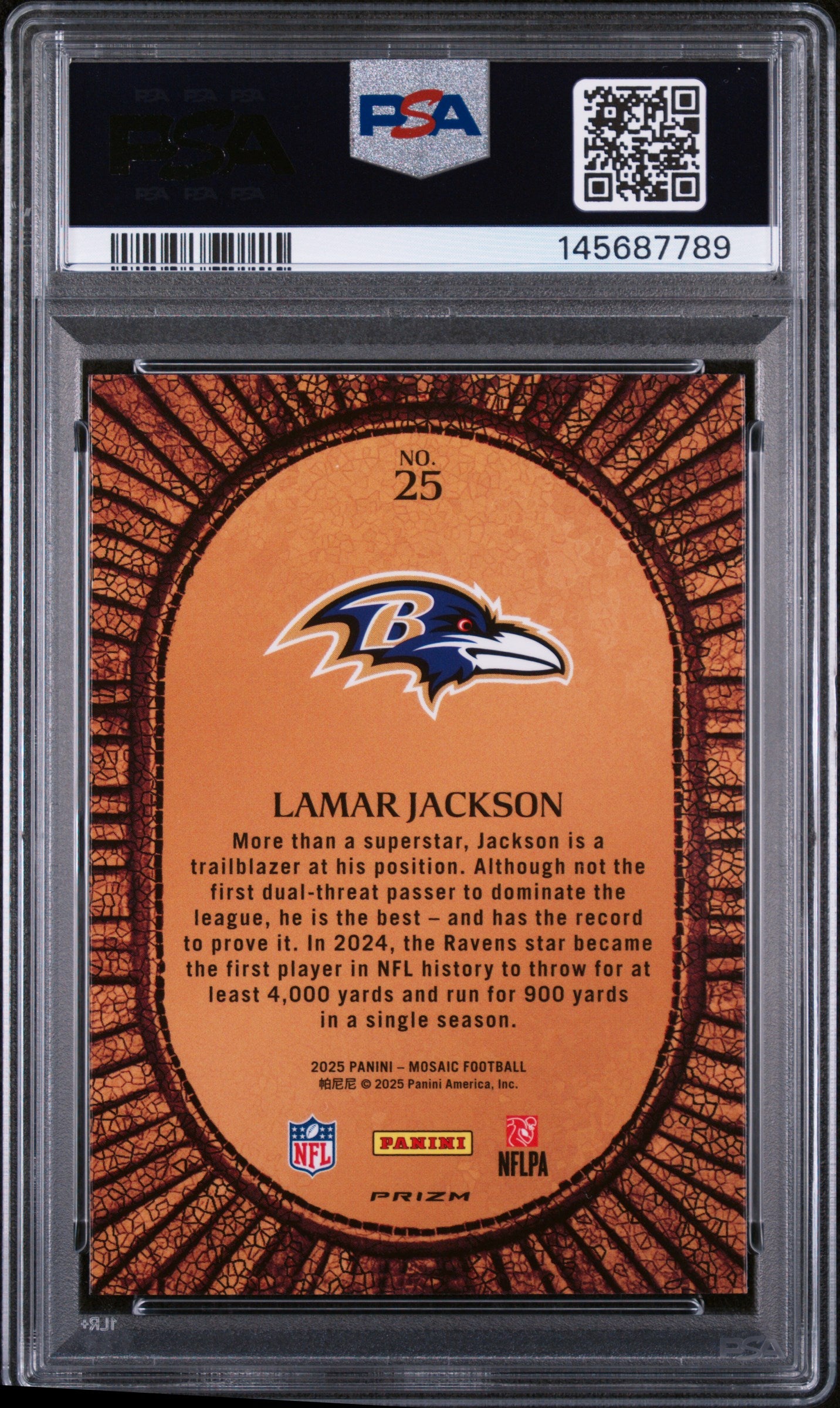 2025 Panini Mosaic - Lamar Jackson #25 - Micro Mosaic - PSA 10