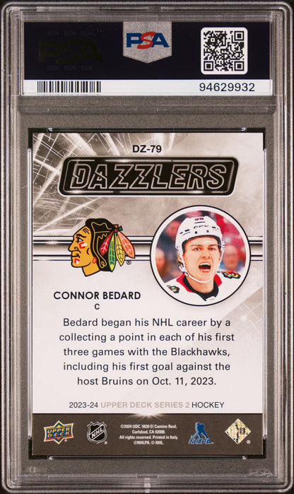 2023 Upper Deck Dazzlers Connor Bedard #DZ79 Orange PSA 8